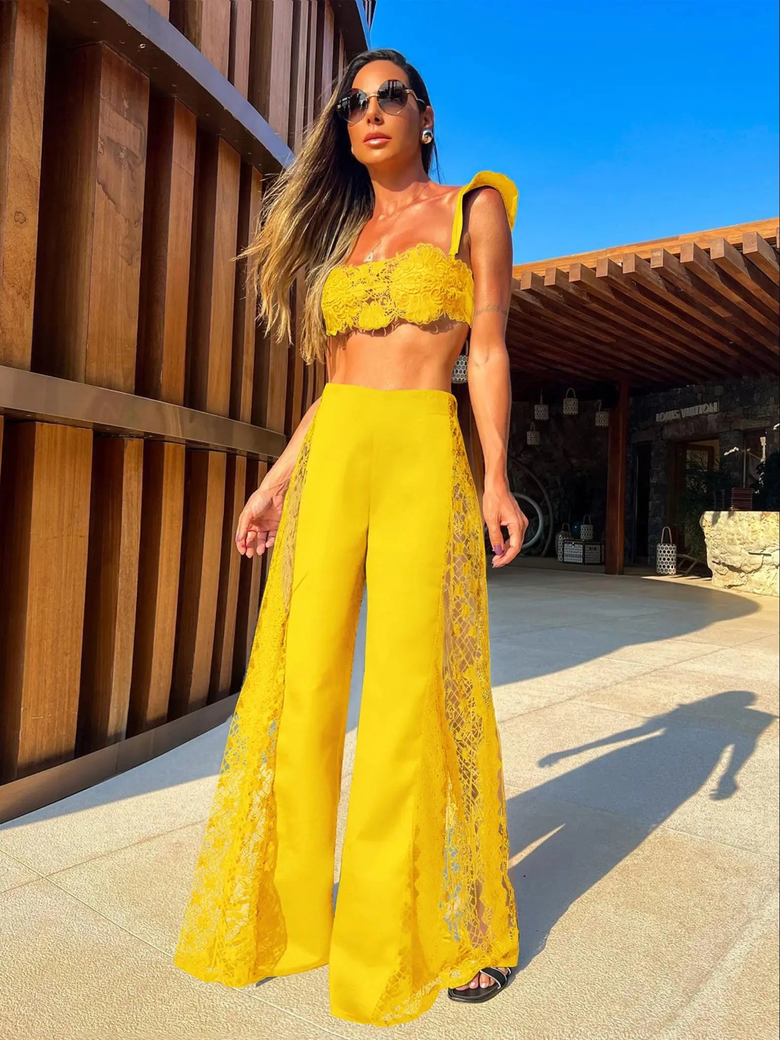 Conjunto Feminino 3 Peças de Renda para Verão