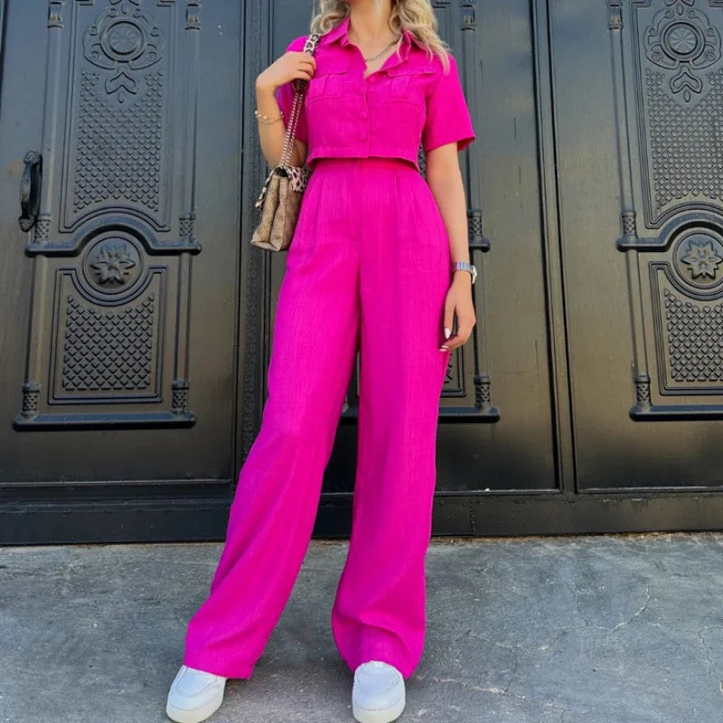 Conjunto Calça e Blusa Manga Curta Bella