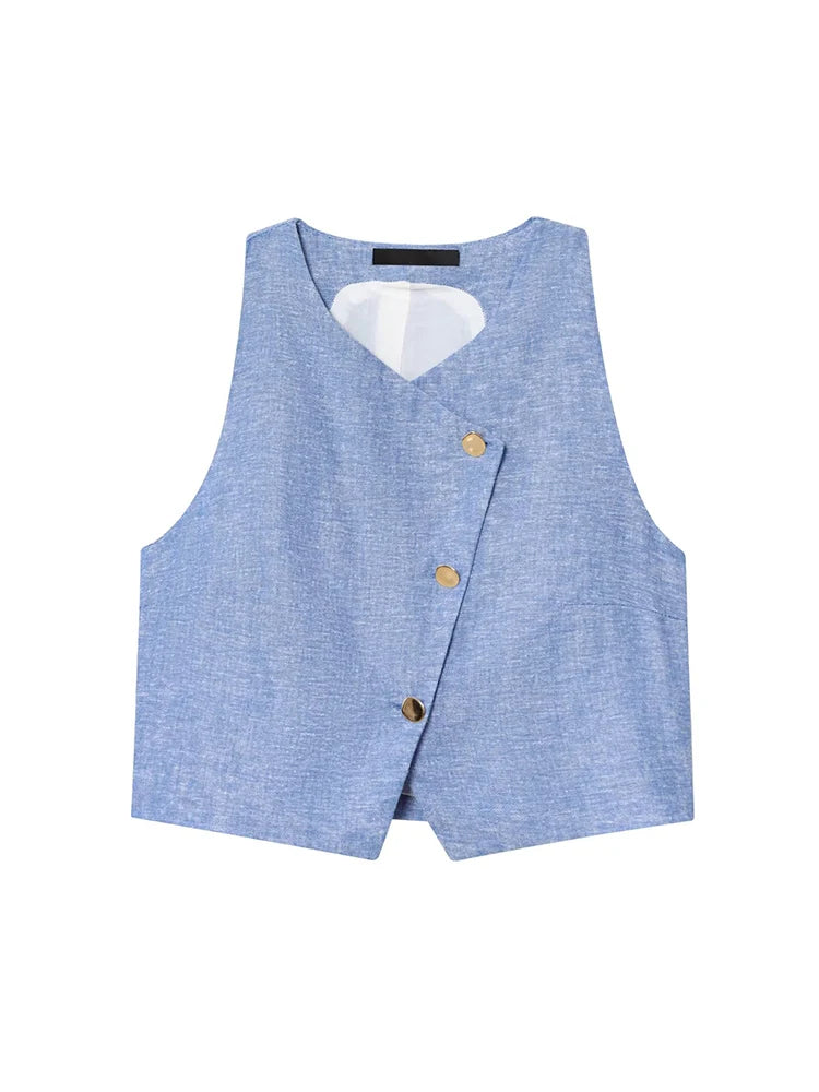 Conjunto Blusa Colete e Calça Pantalona Rafaella - Elegância Clássica