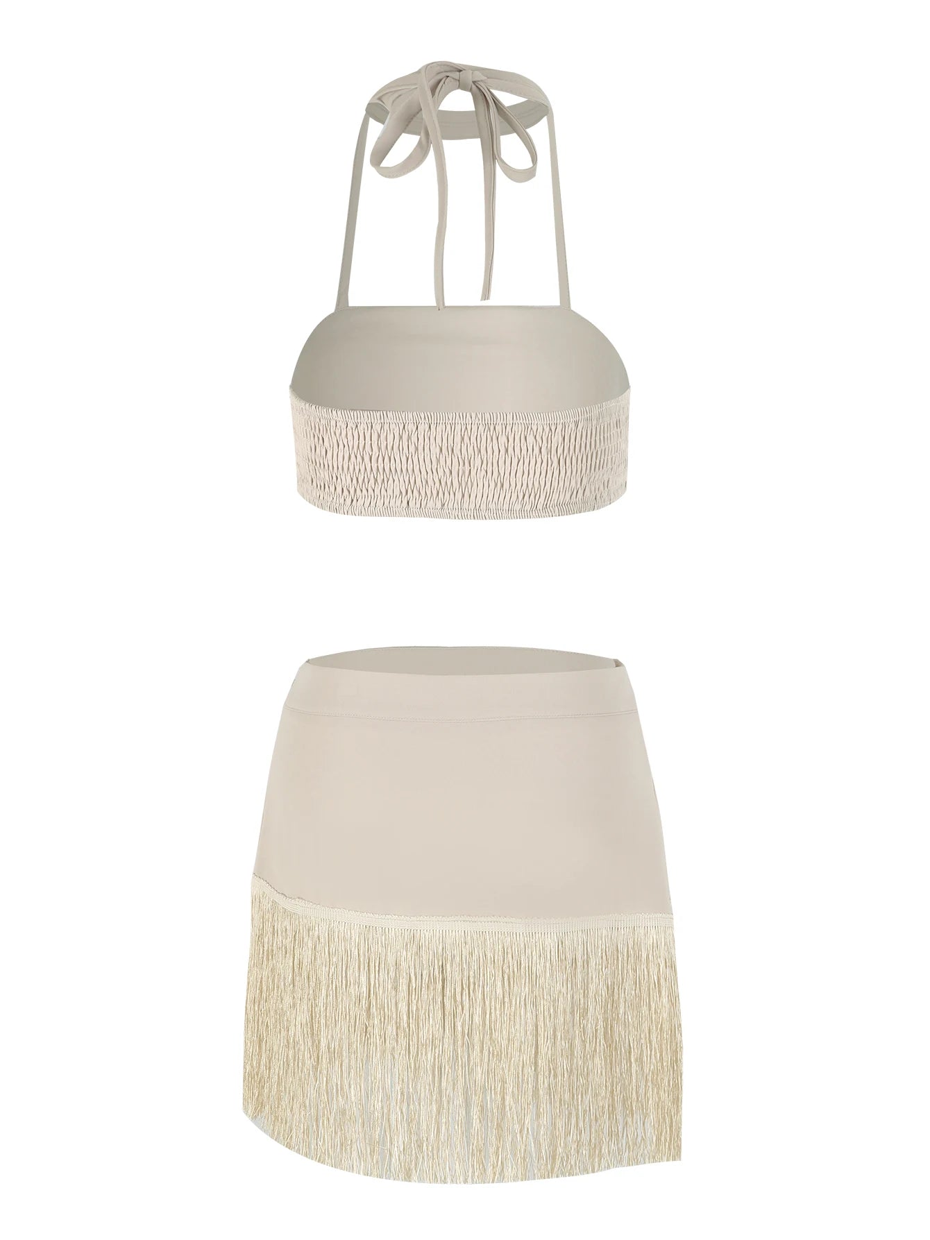 Conjunto Top & Saia Franja Premium – Estilo, Movimento e Elegância para Dias de Sol