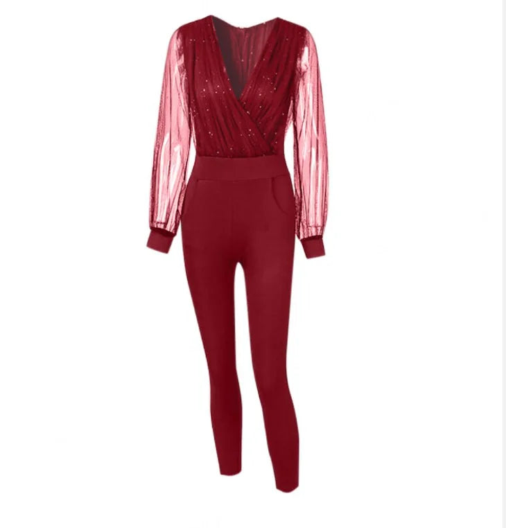 Macacão Elegante Clarissa – Brilho, Estilo e Sofisticação para Todos os Eventos