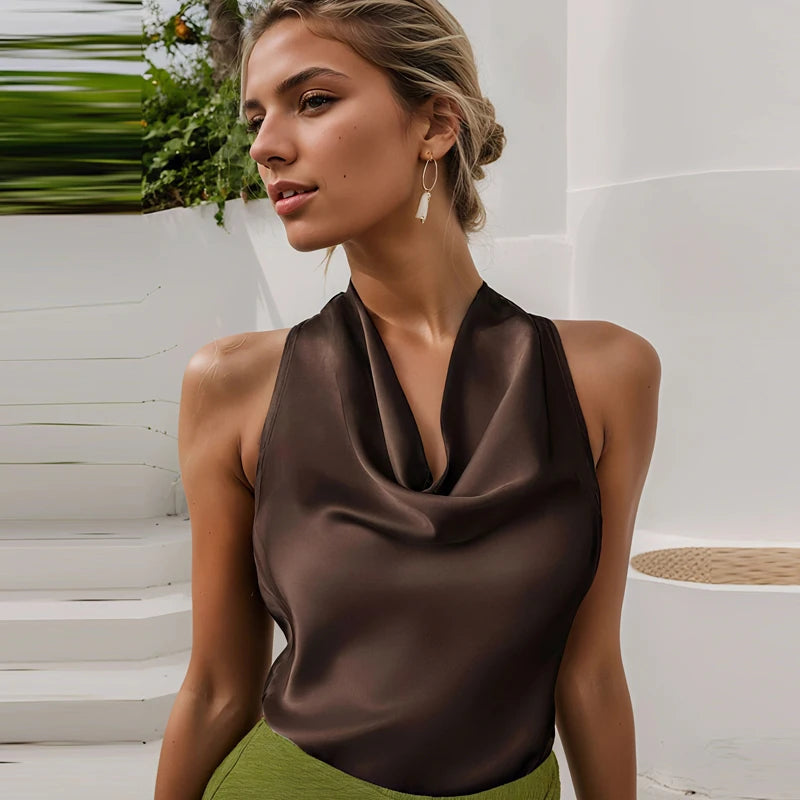 Blusa Regata Cetim Duna – Frescor e elegante nos dias de calor