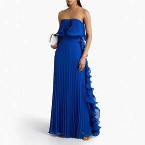 Vestido Longo Melissa – Elegância e Estilo com Efeito Sanfonado e Babados