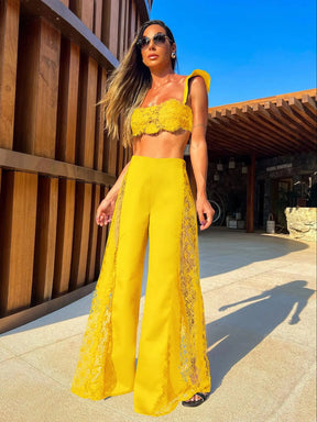 Conjunto Feminino 3 Peças de Renda para Verão