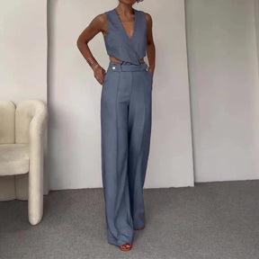 Conjunto Social Colete em Decote V e Calça Bella