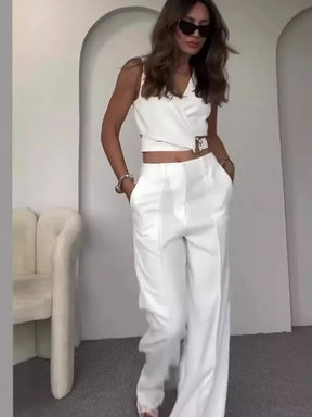 Conjunto Social Colete em Decote V e Calça Bella