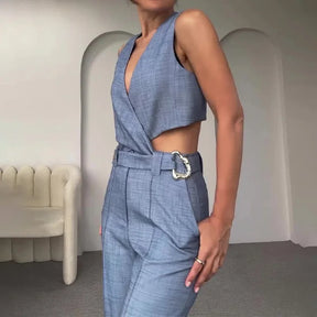 Conjunto Social Colete em Decote V e Calça Bella