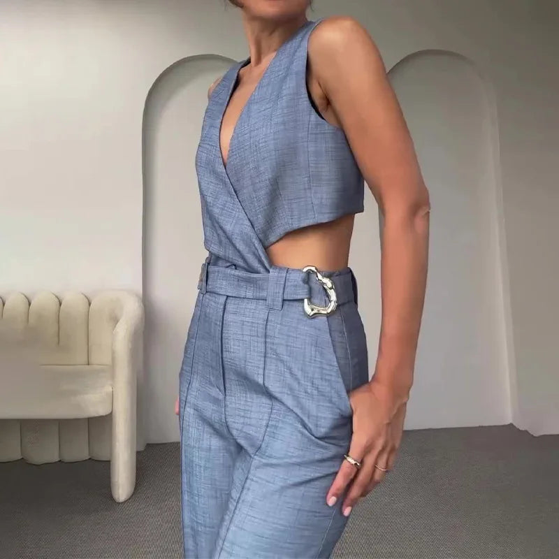 Conjunto Social Colete em Decote V e Calça Bella