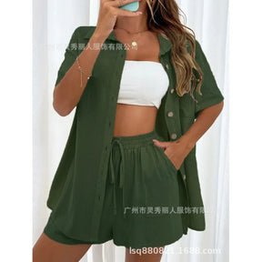 Conjunto de Blusa Manga Curta e Short Maresia