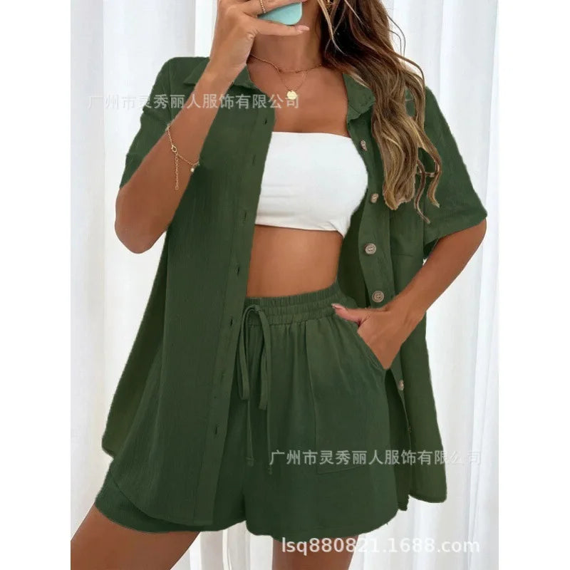 Conjunto de Blusa Manga Curta e Short Maresia