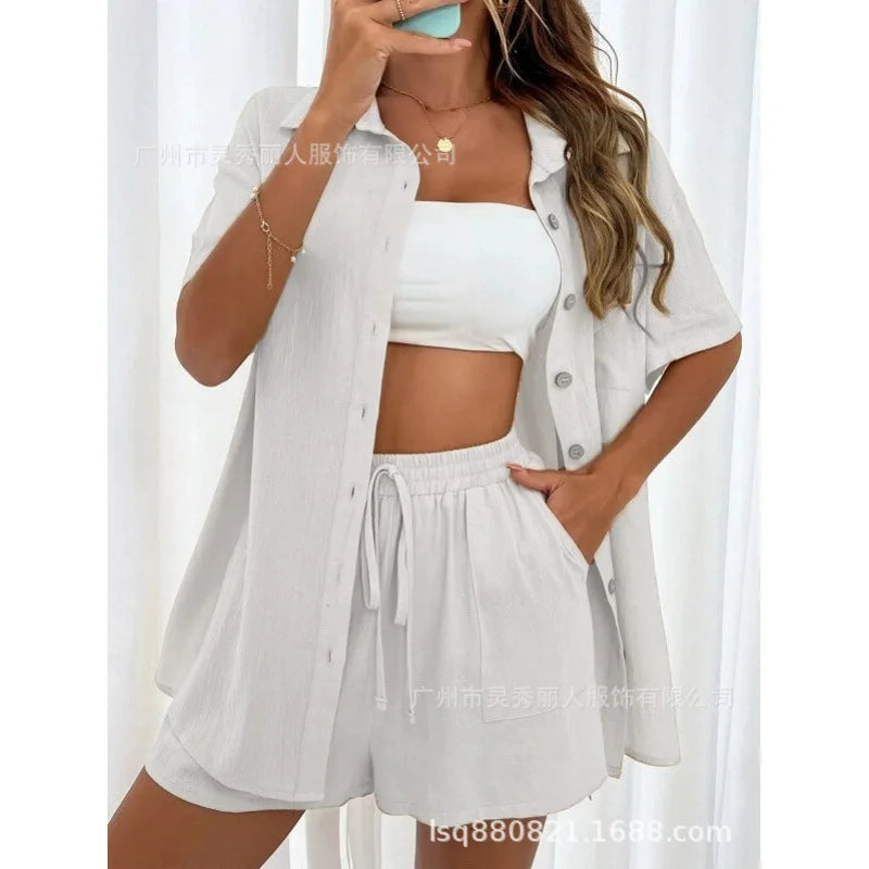 Conjunto de Blusa Manga Curta e Short Maresia