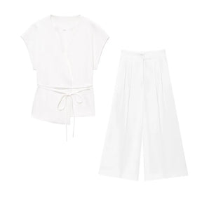 Conjunto Blusa Manga Curta e Calça Reta Gabriele