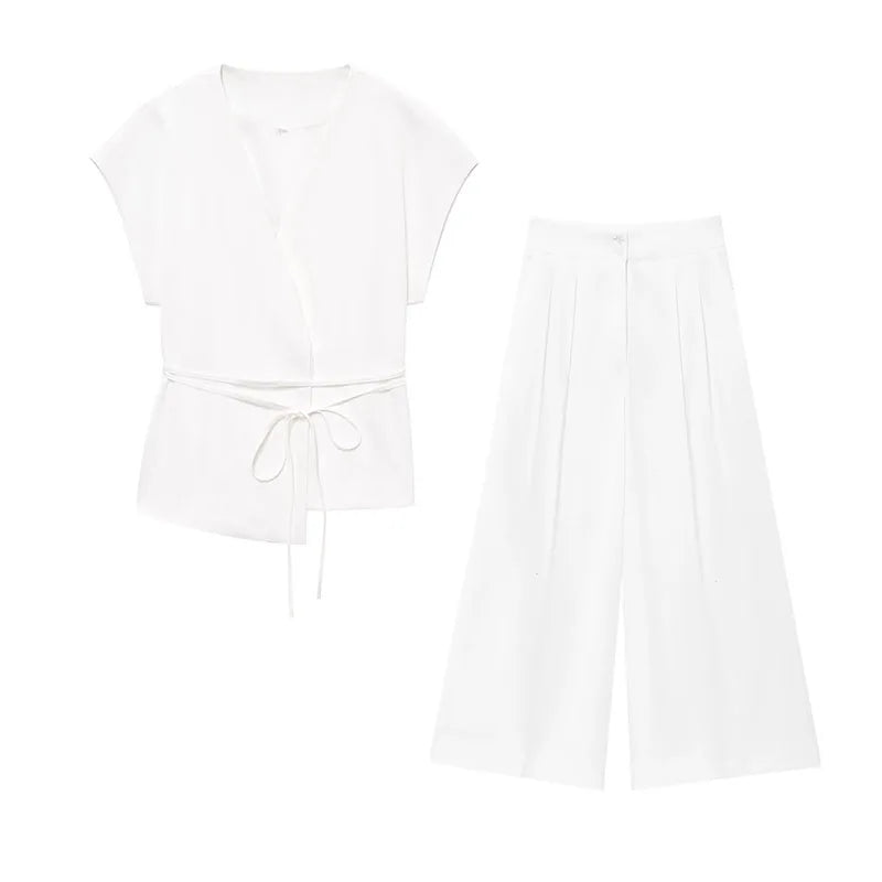 Conjunto Blusa Manga Curta e Calça Reta Gabriele