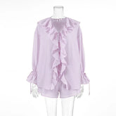 Conjunto de Short e Blusa Manga Longa e Babados Bela