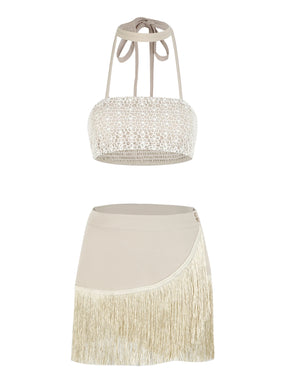 Conjunto Top & Saia Franja Premium – Estilo, Movimento e Elegância para Dias de Sol