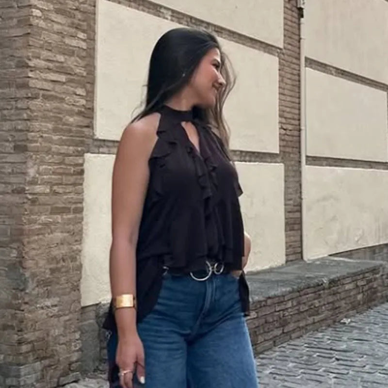 Blusa Regata com Babado Bruna – Charme e delicadeza em cada detalhe