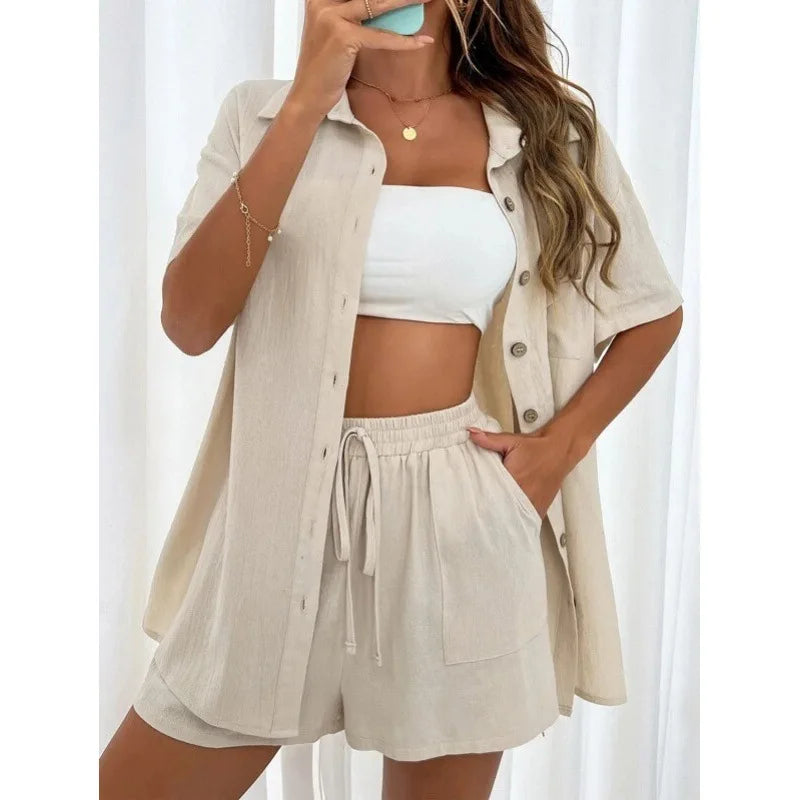 Conjunto de Blusa Manga Curta e Short Maresia