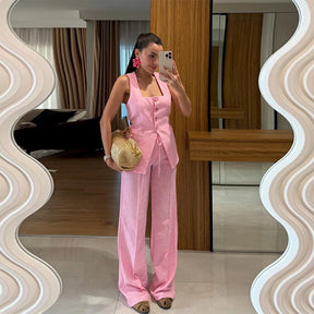 Conjunto Feminino em Linho ''Lime Eleganc” – Moderno, Leve e Sofisticado