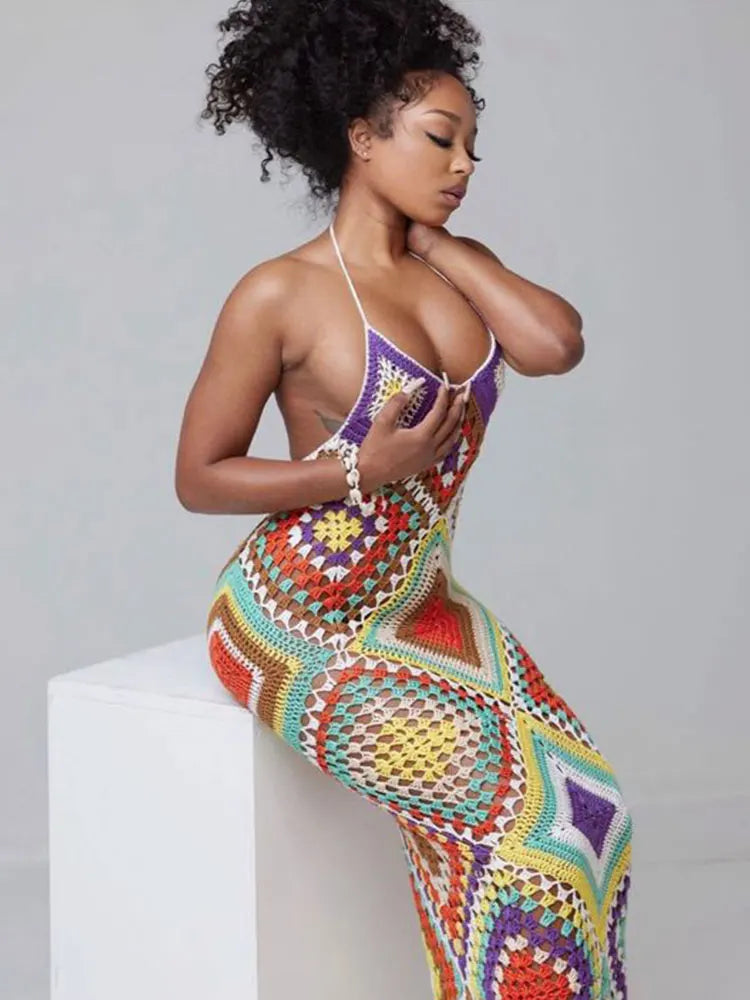 Vestido Longo Crochê – Delicadeza Artesanal em Cores Suaves