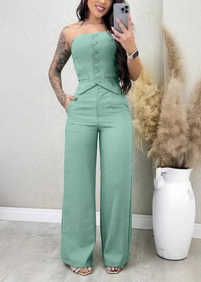 Conjunto Blusa Tomara que Caia e Calça Pantalona Gabrielle