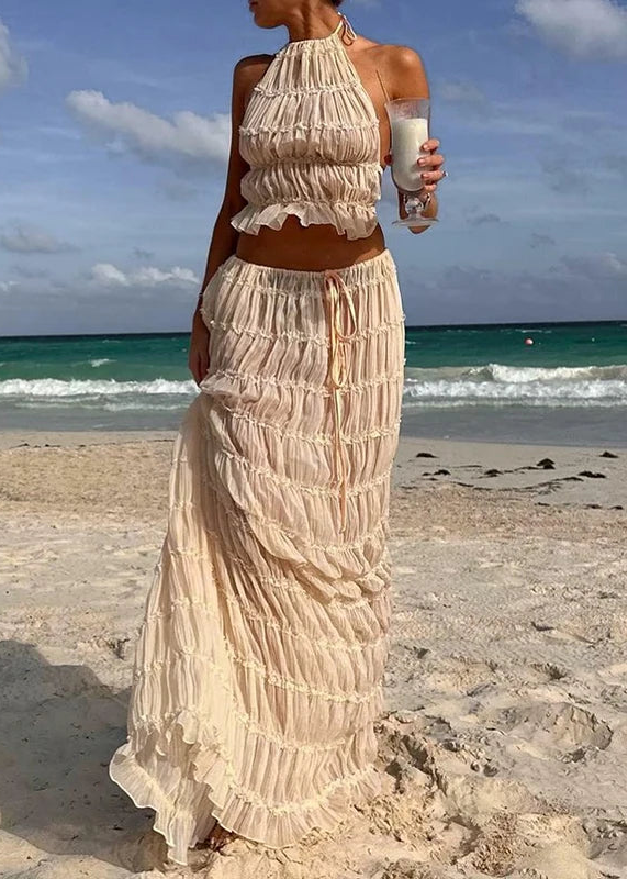 Conjunto Blusa Halter e Saia Longa Praia