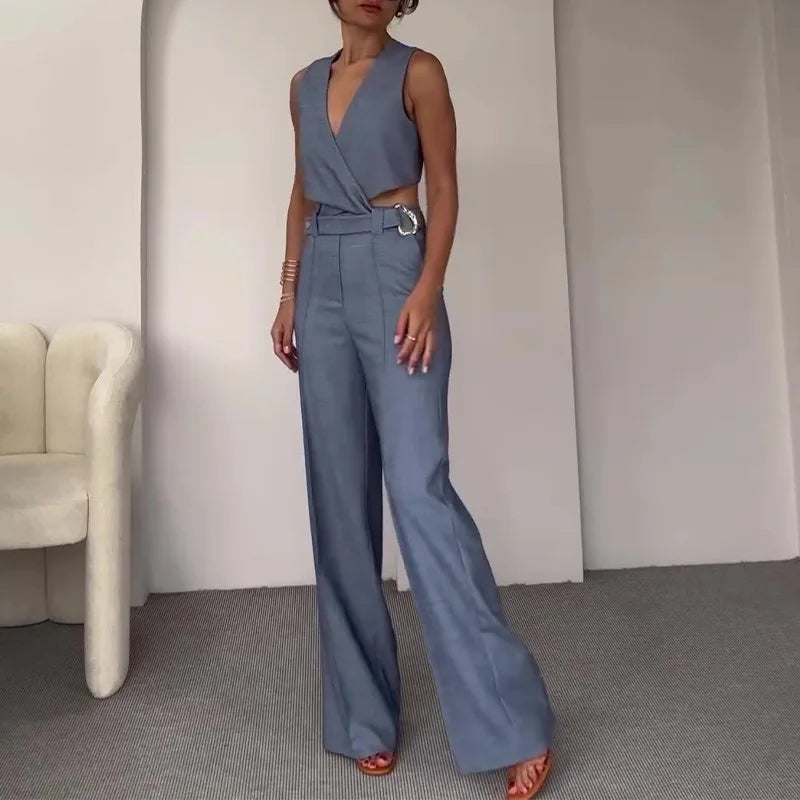 Conjunto Social Colete em Decote V e Calça Bella